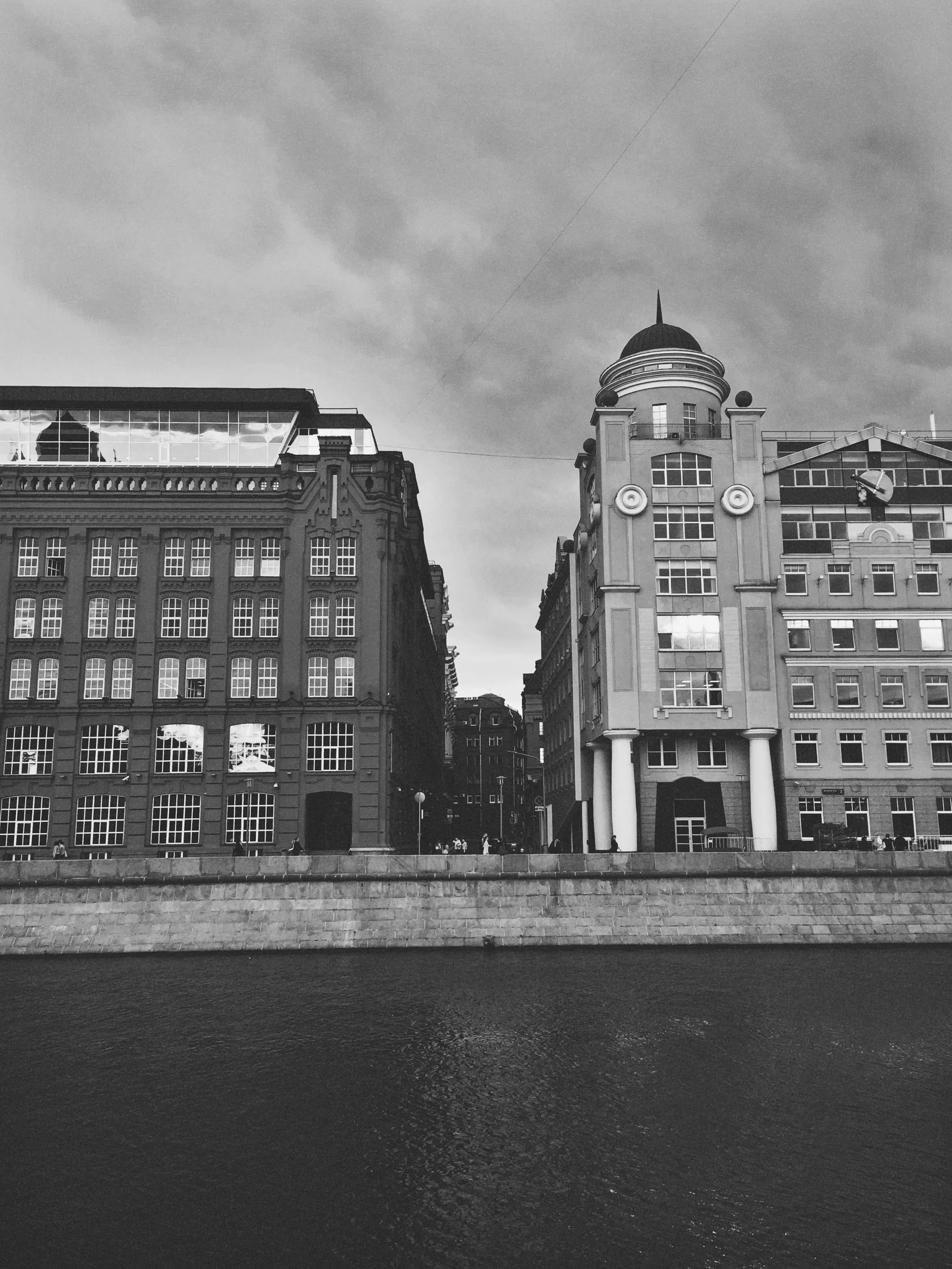 Historic buildings along waterfront